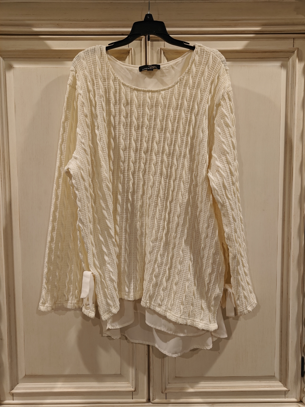 Suzanne Betro Cream Layered Knit Top